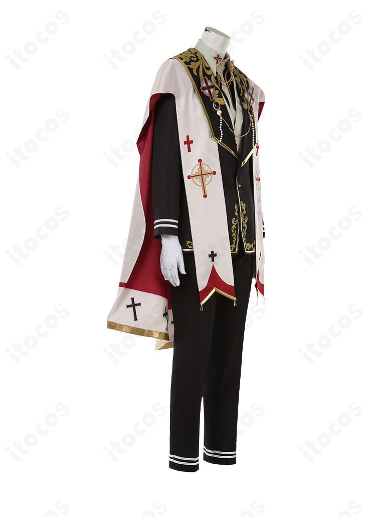 右側から見た風早巽の衣装全身。肩のマントの流れと袖口の意匠を強調したカット。