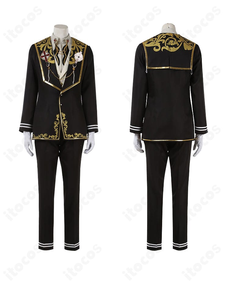 前後の装飾ディテール比較。胸元と背面の意匠、ステッチの整いを接写で示した写真。