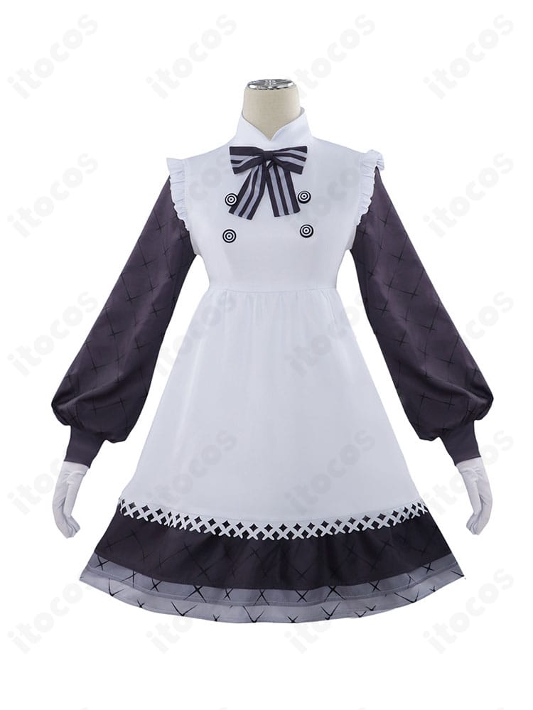 一伊那尓栖 新衣装コスプレの正面カット。蝶ネクタイとスカーフ、胸元のデザインが確認できる構図。