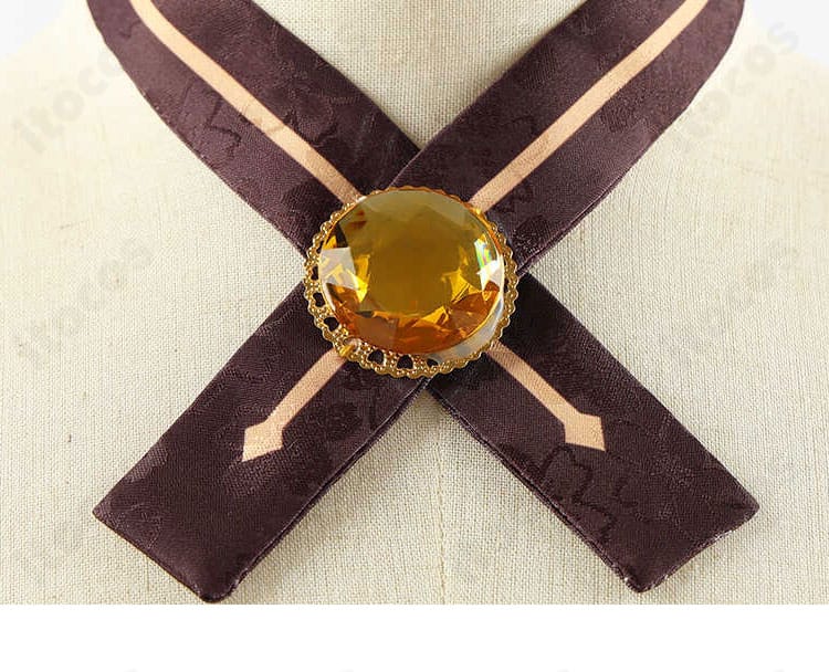 五河琴里 イフリート霊装の首飾りアップ。センターパーツとリボンのバランス、エッジの仕立てが分かる接写。