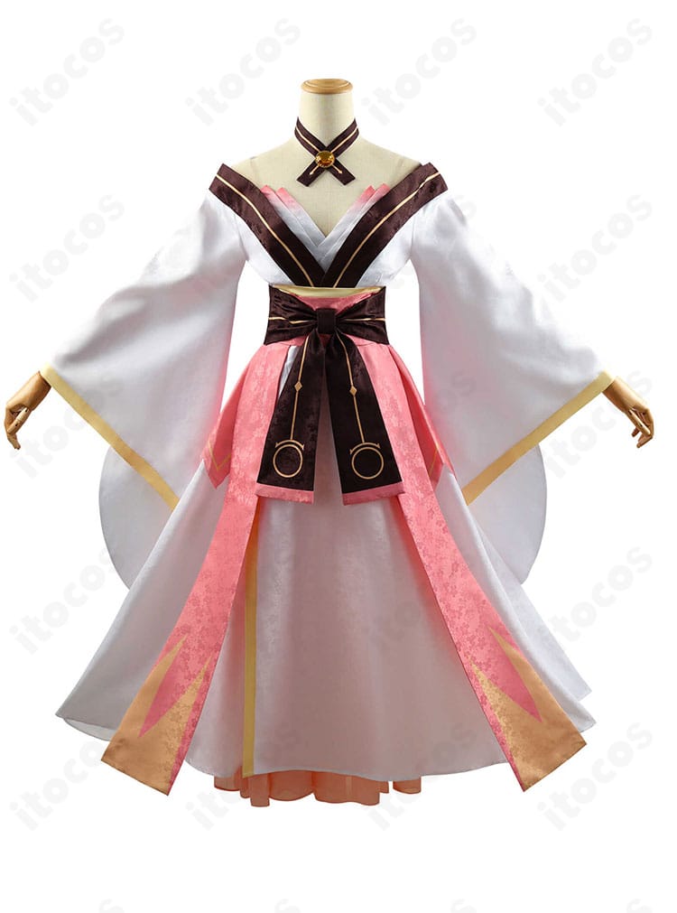 五河琴里 イフリート霊装 コスプレ衣装の正面カット。胸元リボンとウエストシェイプ、スカートの広がりが分かるディテール。