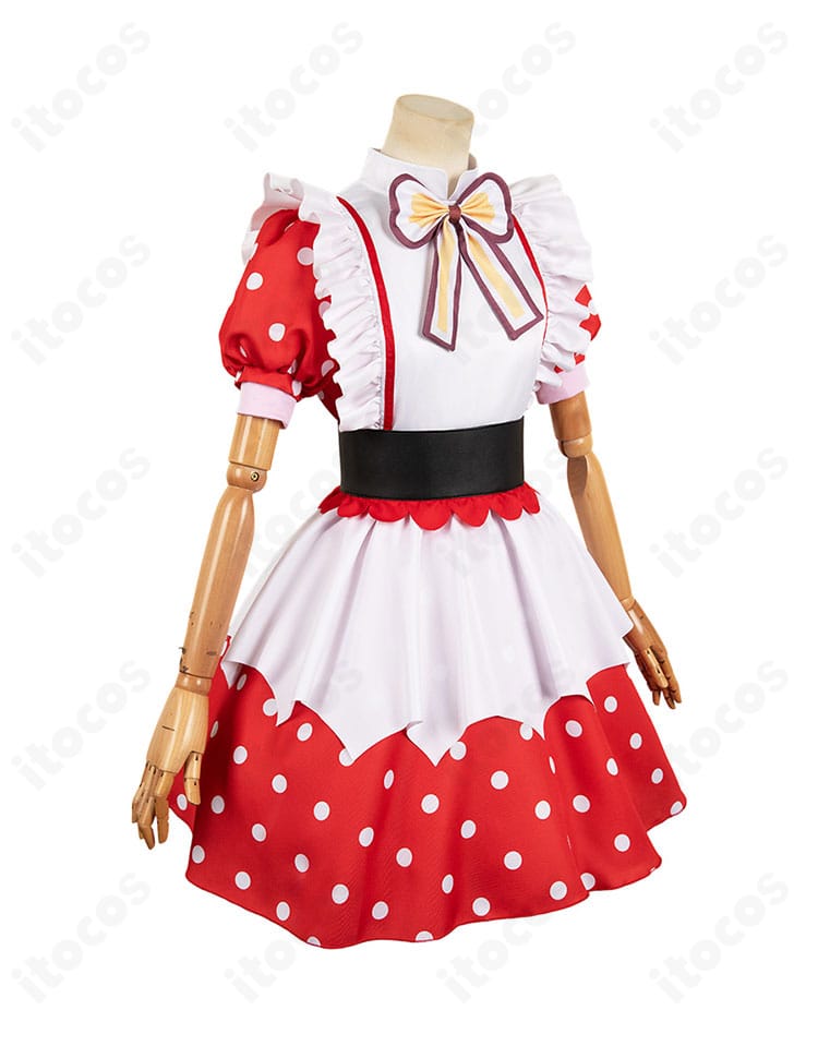 【推しの子】有馬かなコスプレ衣装の右側全体。コルセットベルトとスカートラインの立体感が伝わるカット。