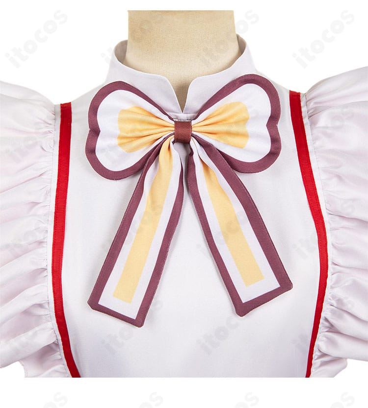 【推しの子】有馬かなコスプレ衣装の蝶結びアップ。B小町衣装の象徴的アクセントを丁寧に再現。
