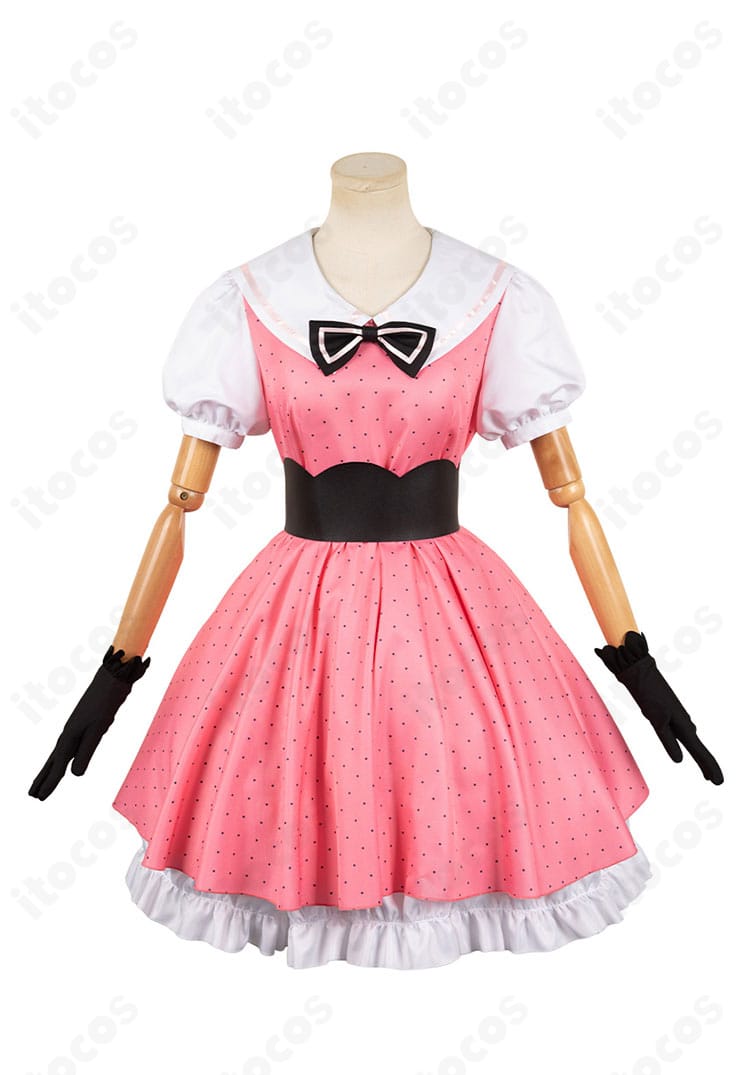 【推しの子】星野ルビー コスプレ衣装の正面全体。アイドル風ワンピースと蝶ネクタイで高再現度を表現。