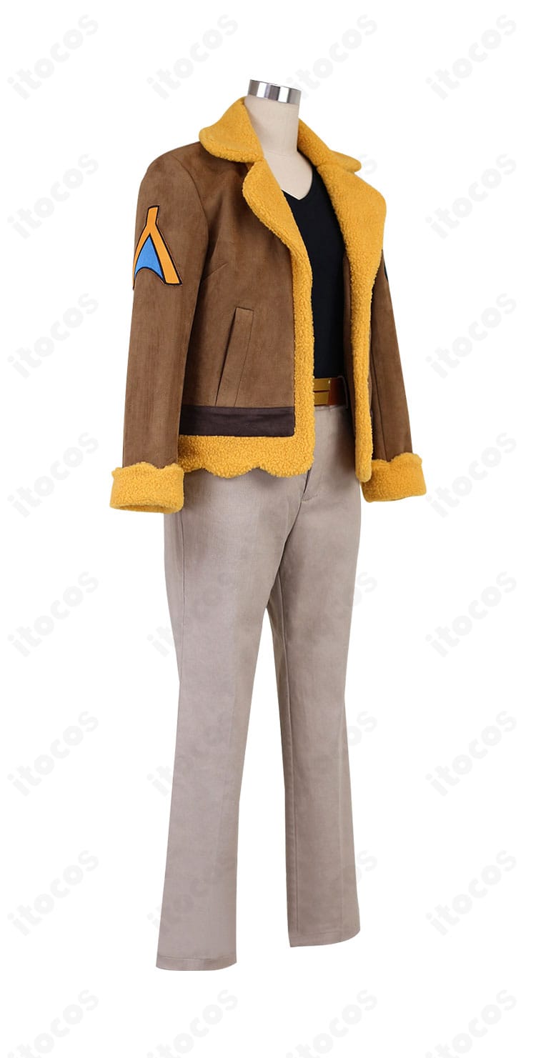 フリード博士 コスプレ衣装の右側面。肩から袖の装飾ラインとコート裾の落ち感がわかる画像