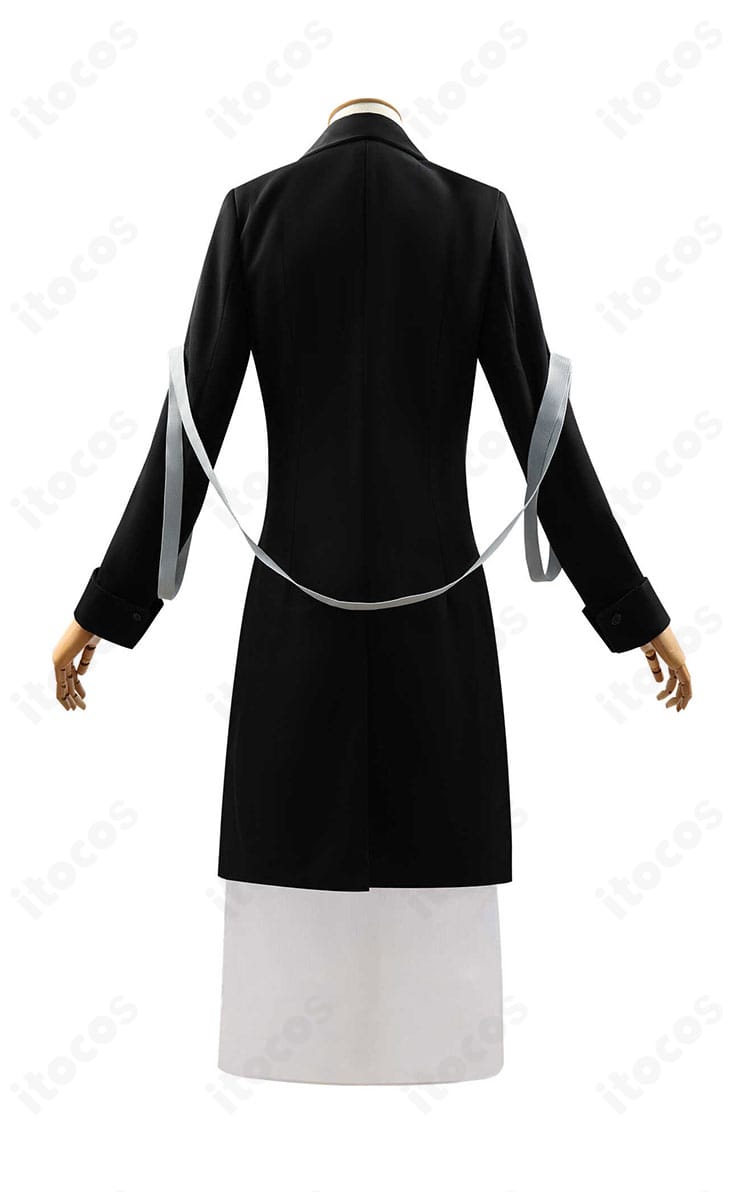 アークナイツ テレジア 音律聯覚2024コスプレ衣装の背面。裾のレイヤーと装飾配置まで忠実に再現した後ろ姿。