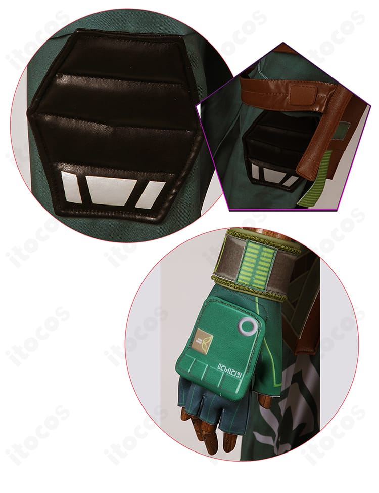 ヴァロラント スカイ コスプレ衣装の装飾全体。アクセサリーの配置バランスを俯瞰