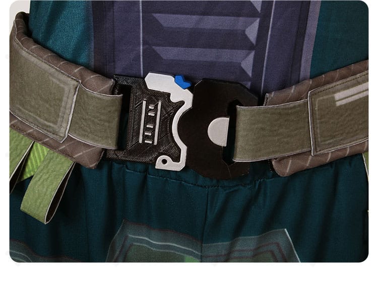 ヴァロラント スカイ コスプレ衣装の腰帯装飾。ベルトコンポーネントの構造と留め具