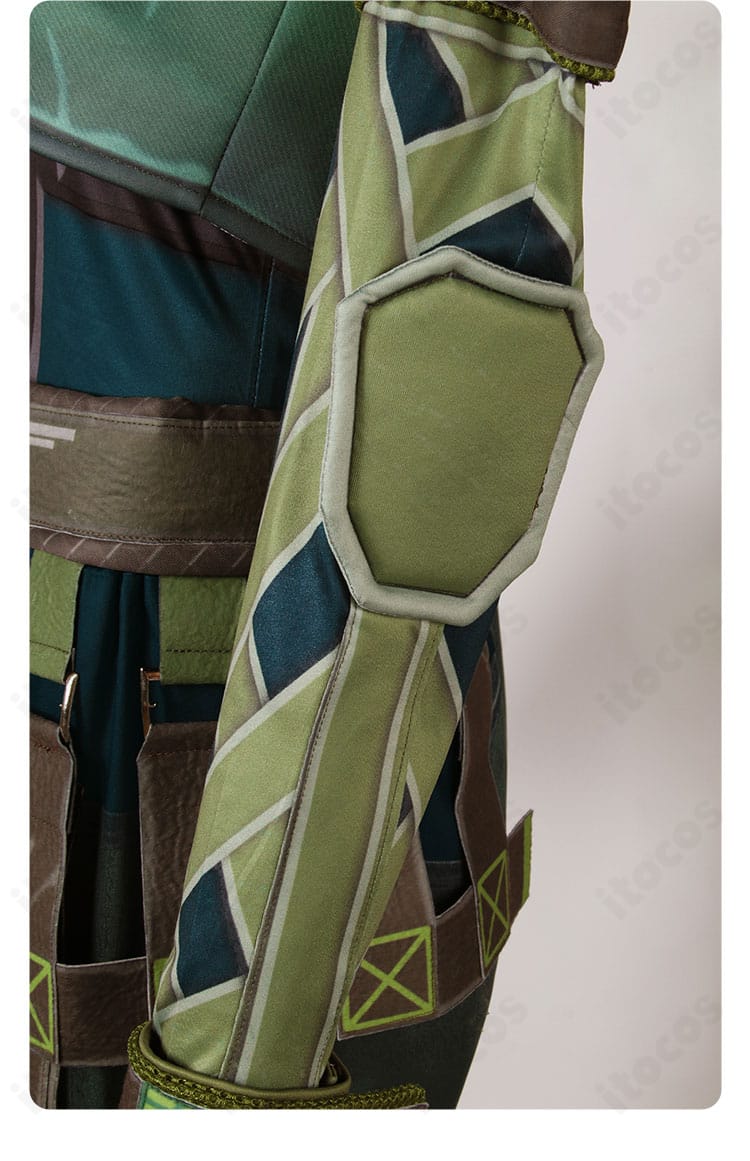 ヴァロラント スカイ コスプレ衣装の袖用カバー装飾。生地の重なりと輪郭ライン