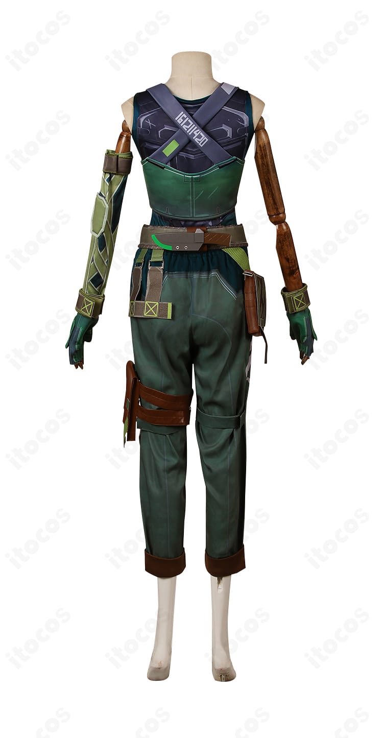 ヴァロラント スカイ コスプレ衣装の背面。ベルトコンポーネントと腰飾りの位置関係を解説