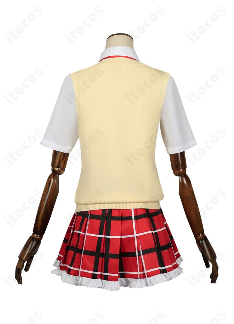 小鳥遊六花 夏服コスプレ衣装の背面。ベストとスカートの後ろ姿のデザイン確認用画像