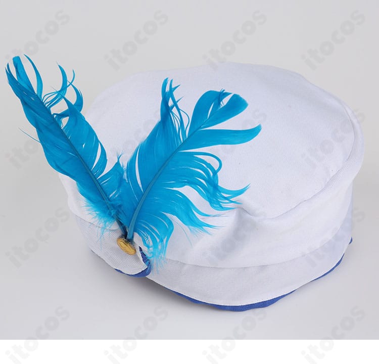 ネモの士官服コスプレ衣装の帽子アップ。形状と装飾がキャラクターらしさを演出するポイントを示します。