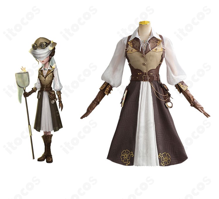 Identity V 第五人格 昆虫学者 メリー・プリニウス 荒野の花コスプレ衣装の正面とキャラクターイメージを並べた紹介画像