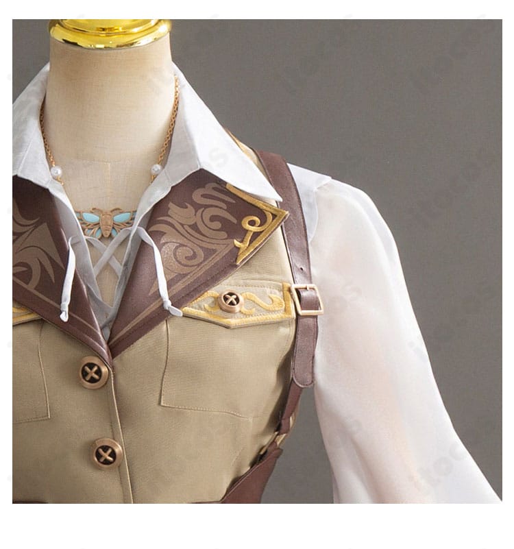 Identity V 第五人格 昆虫学者 メリー・プリニウス 衣装の胸元装飾クローズアップ。ボタンと装飾の質感が分かる画像