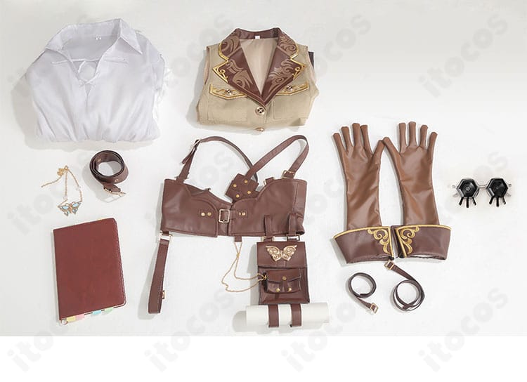 Identity V 第五人格 昆虫学者 メリー・プリニウス 荒野の花コスプレ衣装のセット内容一式を並べた紹介画像