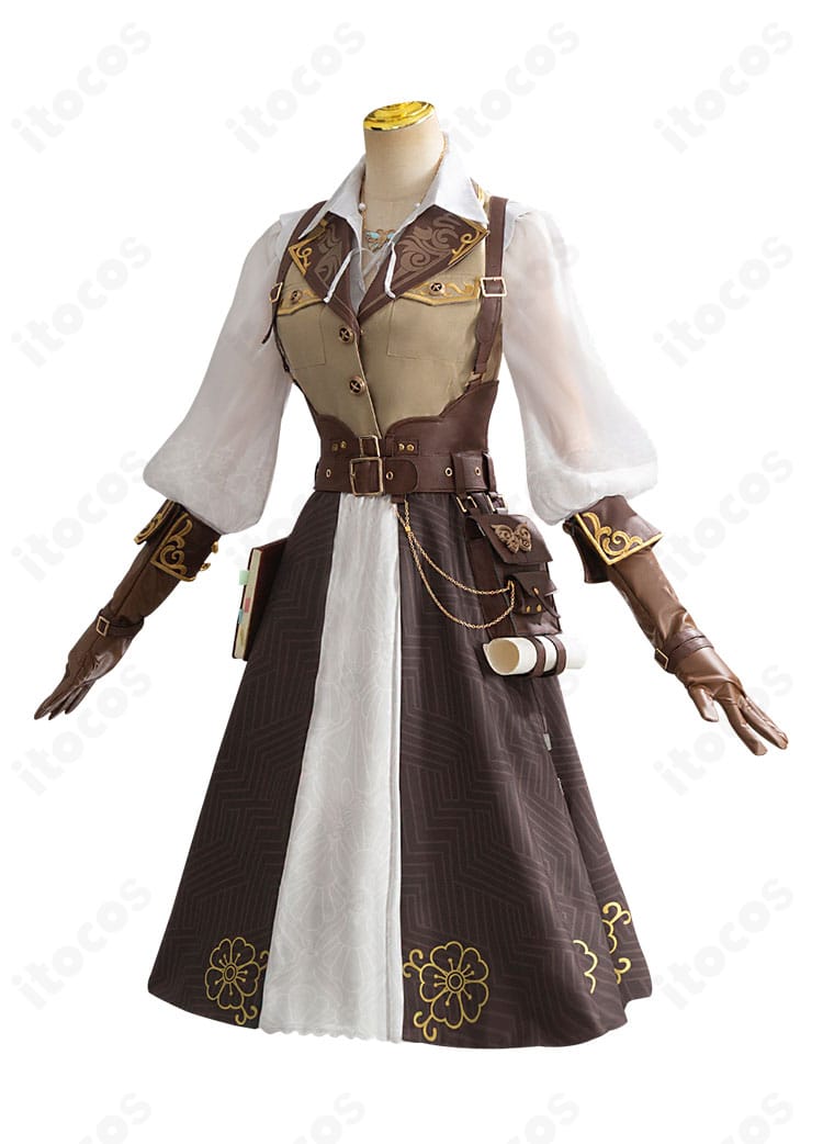 Identity V 第五人格 昆虫学者 メリー・プリニウス 荒野の花コスプレ衣装の側面。袖やコートラインの立体感を強調