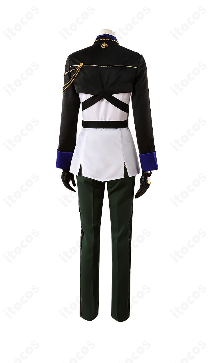 月永レオ『TRIP』衣装 背面。コートの後ろ姿のライン、裾のバランス、背中の装飾位置を示すディテール写真