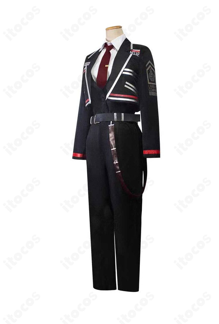 Limbus Company アウトィス（ウーティス）コスプレ衣装の側面写真。ロングコートの落ち感と袖口・裾ラインのディテールを確認。