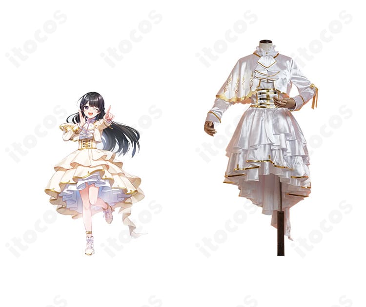 商品正面と先斗寧の6th Anniversaryコスプレ衣装を並置した画像｜全体シルエットと配色がわかる