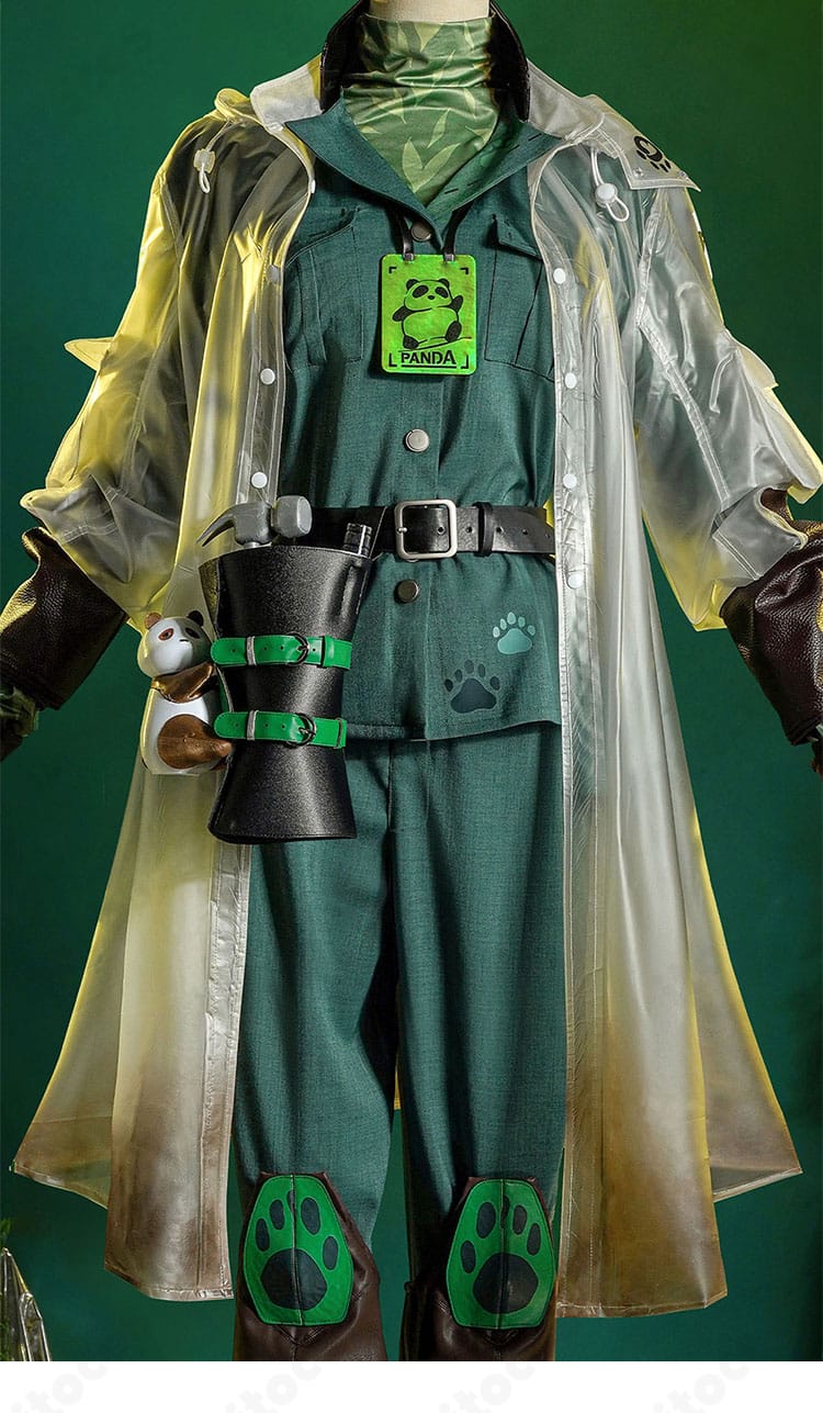 第五人格 墓守コスプレ衣装の装飾ディテール接写。刺繍と金具の質感を強調したカット