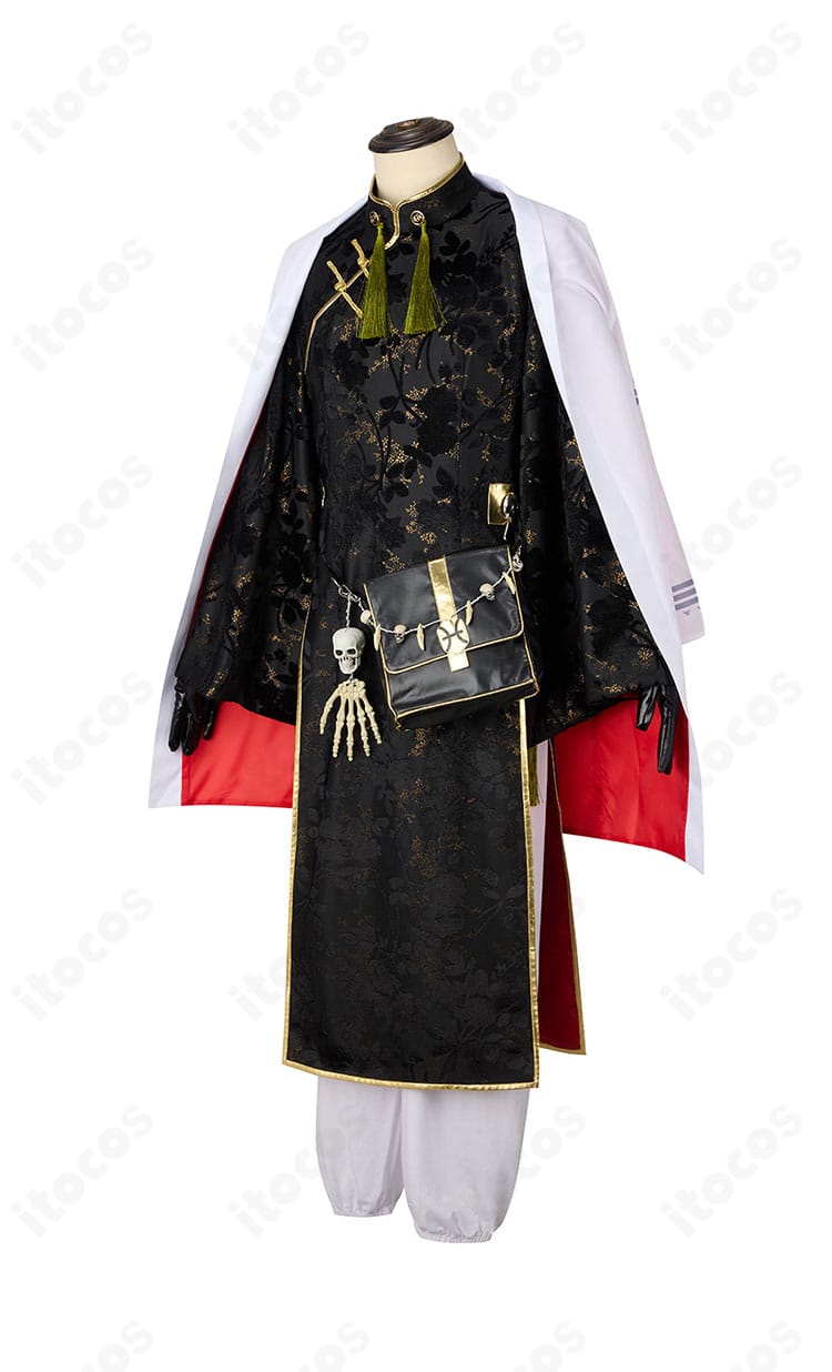 FGO テスカトリポカ衣装の側面図。肩線や袖口意匠、コートの落ち感を確認できるアングル。