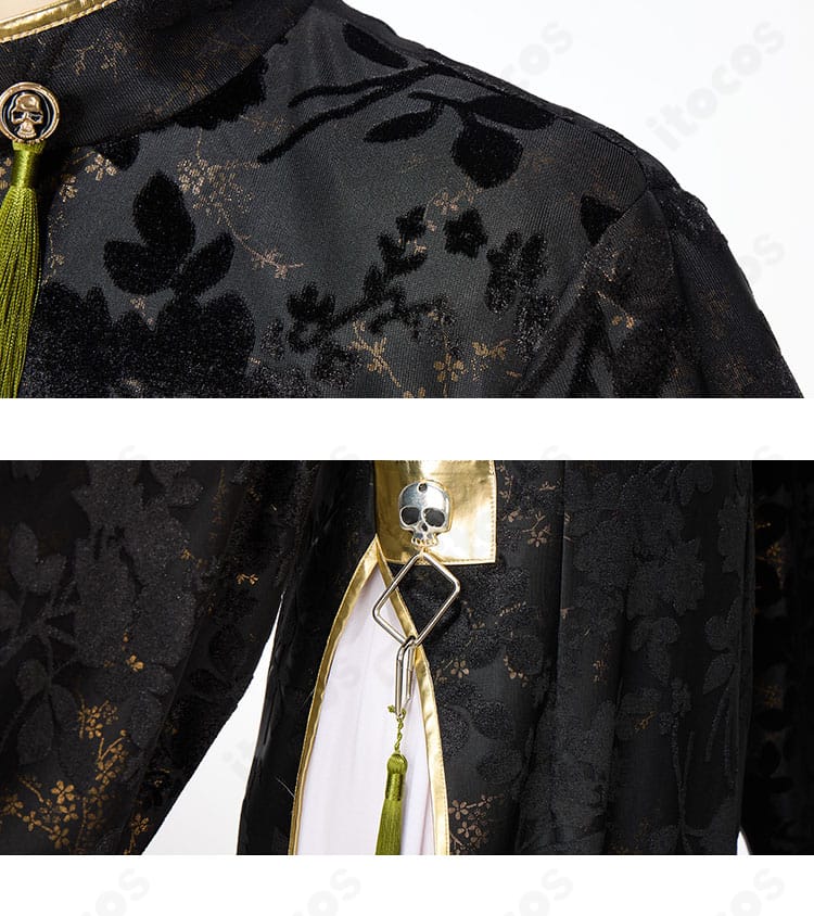 FGO テスカトリポカ衣装の肩とパンツ装飾。肩章風意匠とボトムのディテールを強調。