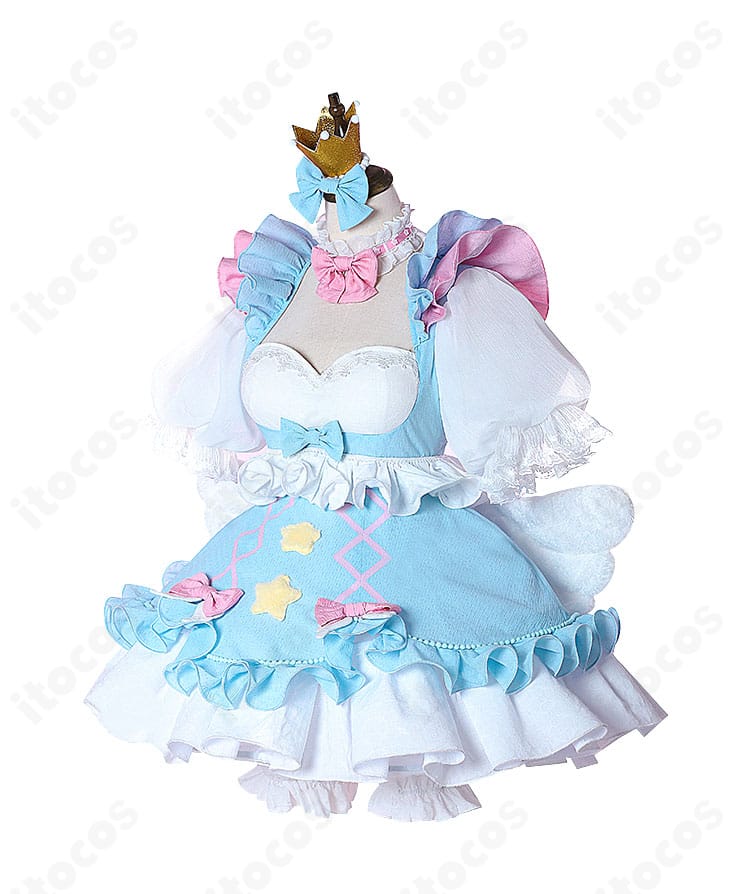 初音ミク 夢かわプリンセス コスプレ衣装の正面全体像。シルエットと胸元装飾を確認できる画像