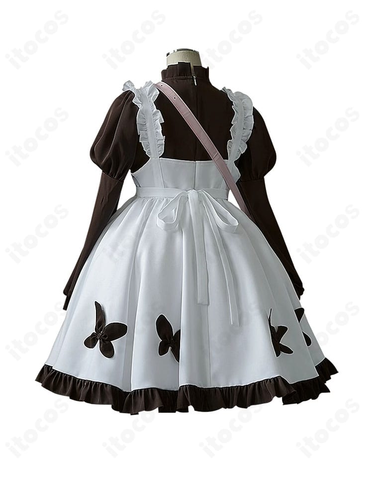 第五人格 少女「記憶」ローソンコラボ衣装の背面。隠しファスナー位置と背面ラインの再現性を示すカット。