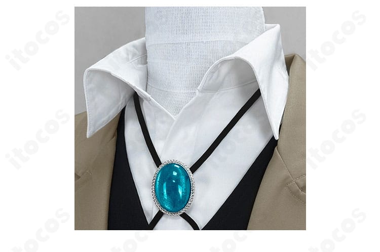 太宰治コスプレ衣装の襟元装飾とリボンの形状。バランス良く結べるデザイン