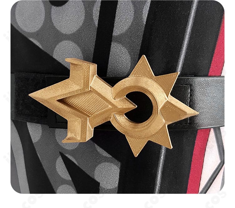 マーヴィカ 炎神コスプレ衣装・パンツ装飾の詳細。特徴的な意匠で下半身のバランスを演出。