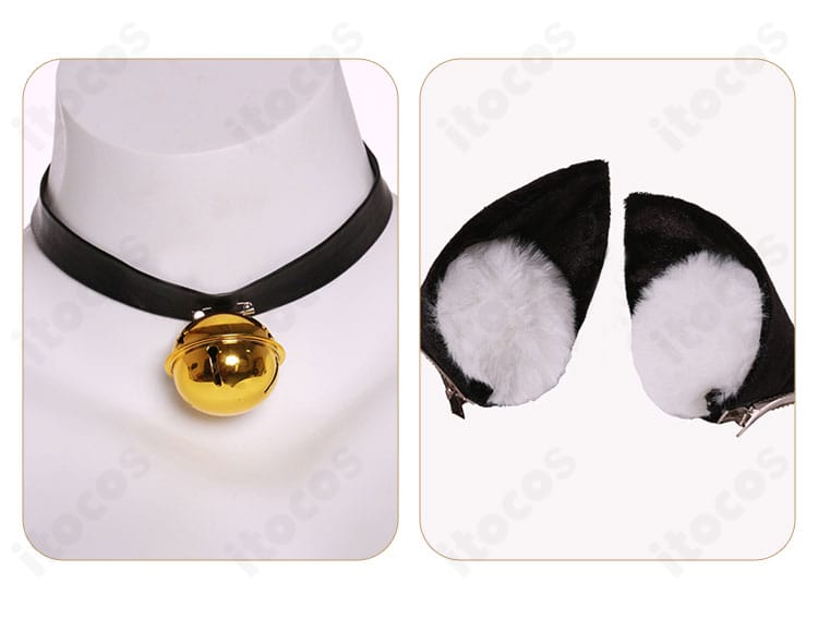 時崎狂三コスプレのアクセサリー詳細。チョーカー、耳飾り、首飾りの意匠と質感をクローズアップ。