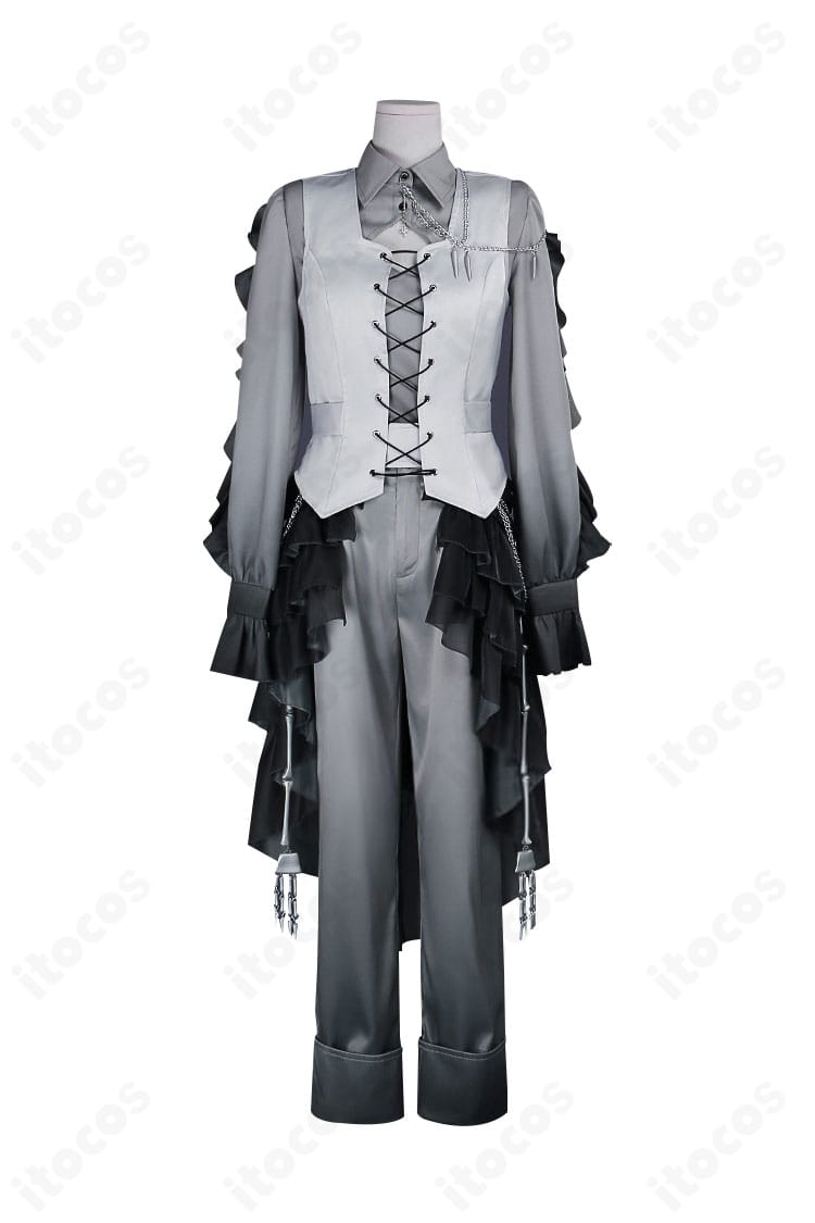 神代類 悪魔の踊り方・エイプリルフールver. 衣装の正面図。ベストとトップス、チェーン配置が分かる全体像。