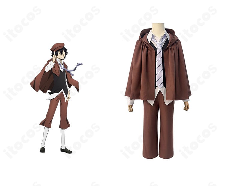 文豪ストレイドッグス 江戸川 乱歩の探偵衣装一式とキャラクターイメージの組み合わせ。高再現の6点セットを俯瞰で紹介。