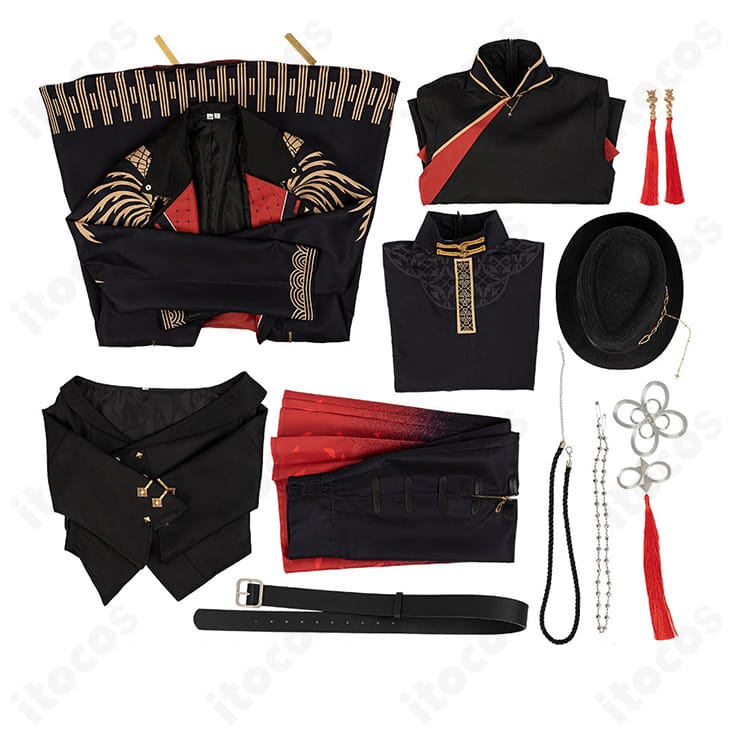 ホロライブ 星街すいせい 東洋風スーツ衣装のセット内容一覧。コート2種・トップス2種・スカート・帽子・各種アクセ