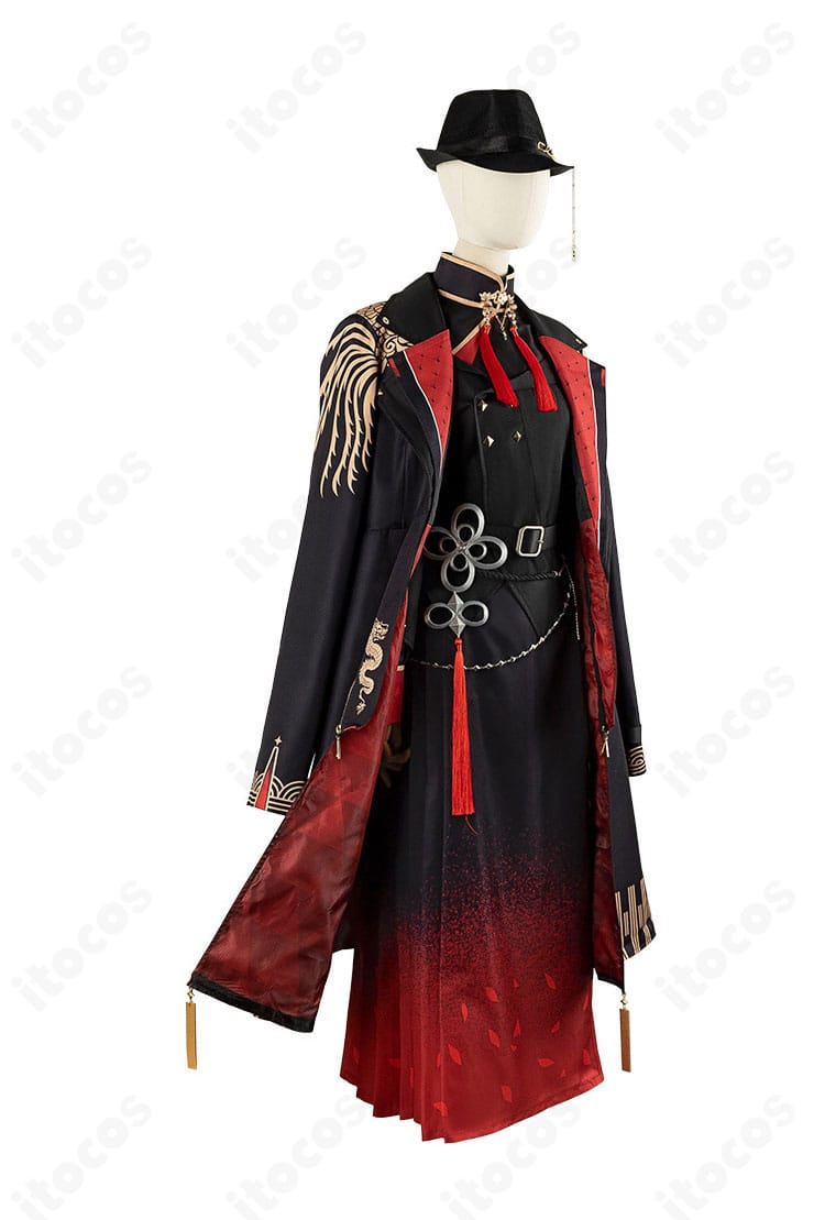 ホロライブ 星街すいせい 東洋風スーツ衣装を横から撮影。コートのラインと裾の落ち感を示す側面図