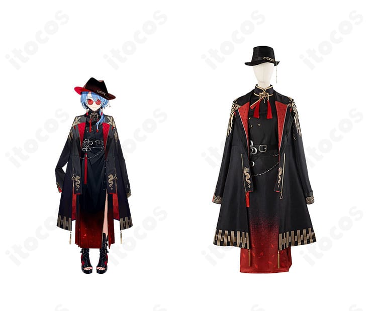 ホロライブ 星街すいせい 東洋風スーツ衣装の全体像とキャラクターイメージを並置した商品正面写真