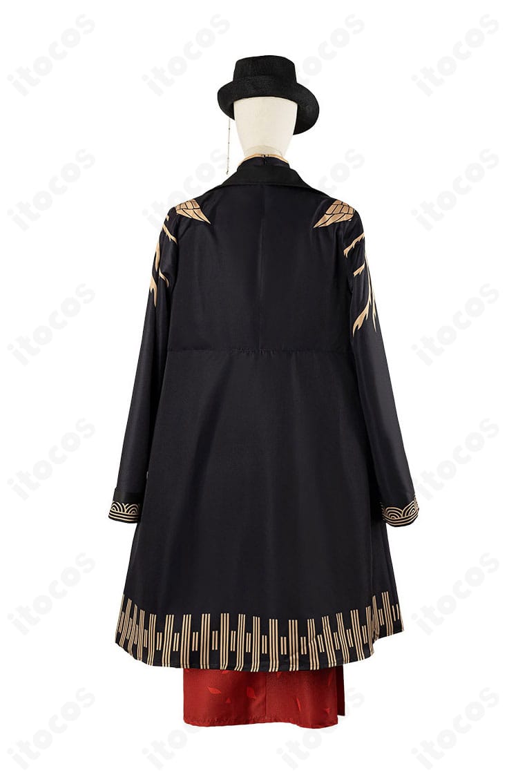 ホロライブ 星街すいせい 東洋風スーツ衣装の背面。コートの背中心ラインと裾デザインが分かる背面図