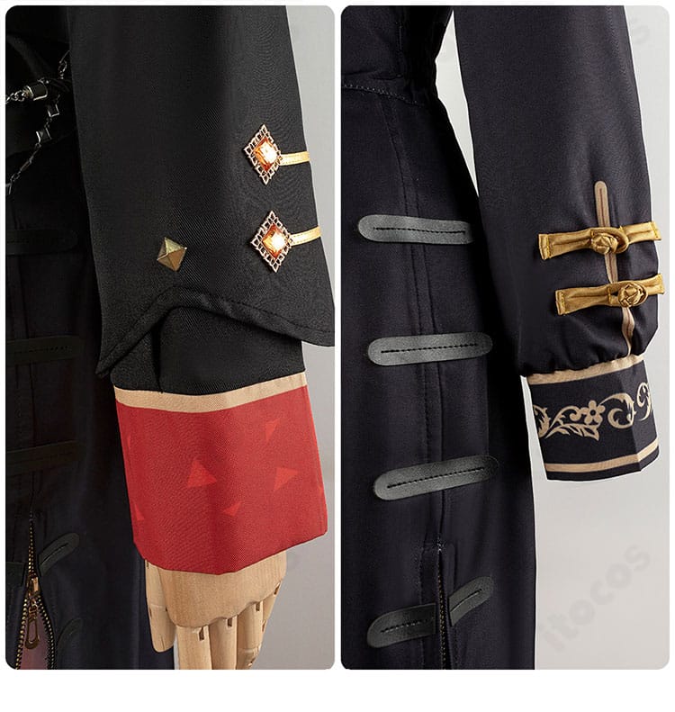 星街すいせい 東洋風スーツ衣装の袖ディテール。カフスの形状とステッチ