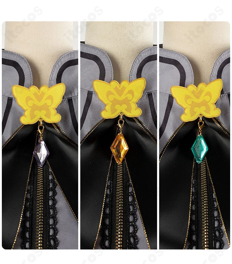 チェーン装飾クローズアップ｜腰部のチェーンと金具の質感・取り付け強度を示すアップ。ステージ映えするメタリック感