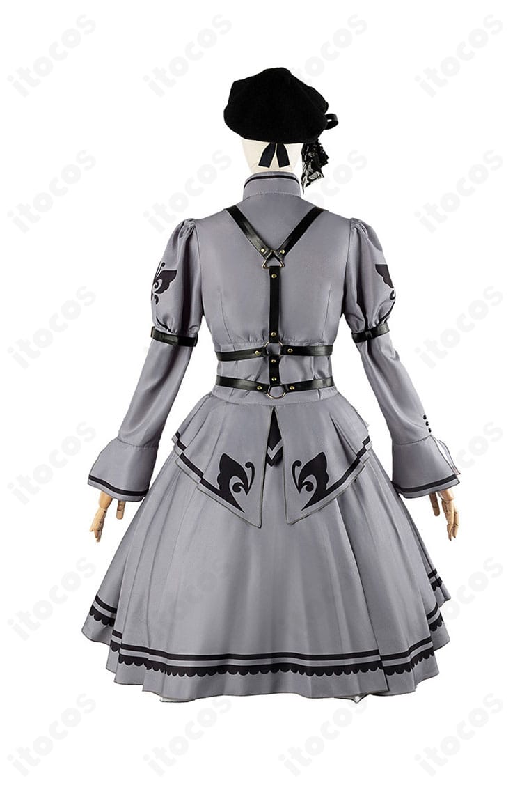 商品背面画像｜背面ファスナーとトリムワーク、スカートの落ち感まで含めた後ろ姿の再現度を確認できる