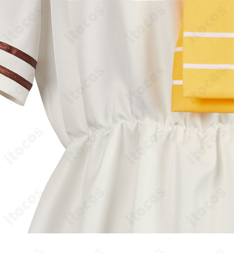 温水佳樹コスプレ衣装のウエスト周り。切り替えと装飾のバランスでシルエットを整えたクローズアップ。