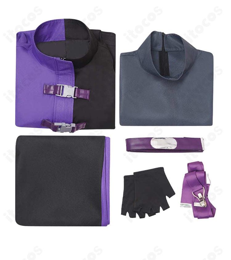 怪獣8号 保科宗四郎 防衛隊制服コスプレのセット内容一覧。コート、インナー、ズボン、手袋、ベルト、腰飾りが揃う画像