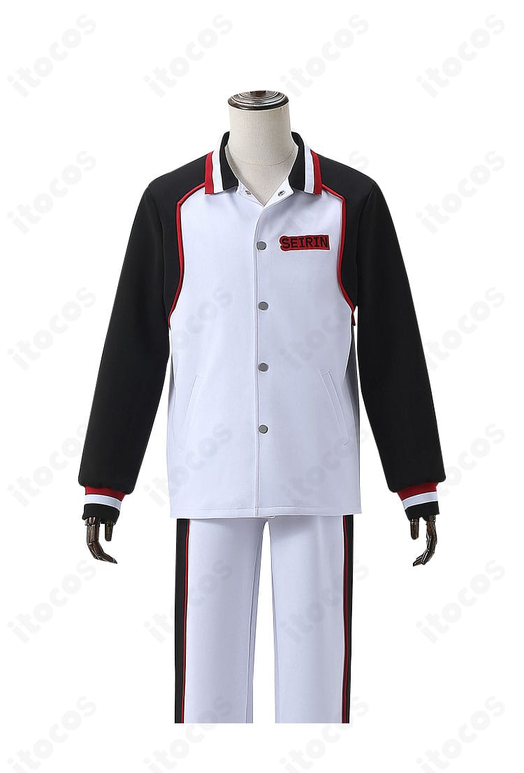黒子のバスケ 黒子テツヤ 誠凛高校ジャージの正面全体。刺繍ロゴと前開きデザインで高再現のコスプレ衣装。