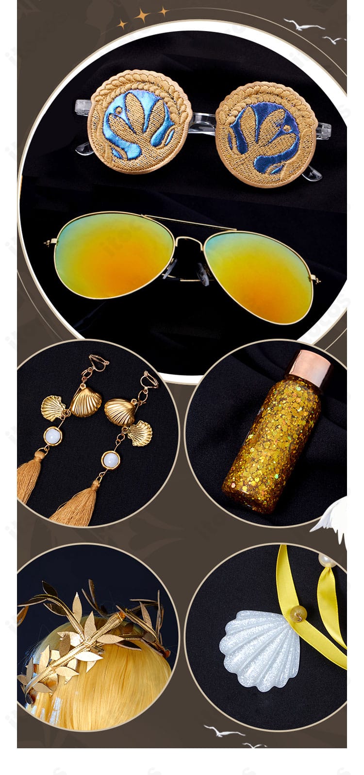 耳飾り・メガネ・ヘアアクセの小物ディテール。名誉首席の雰囲気を引き立てるアクセ一式。