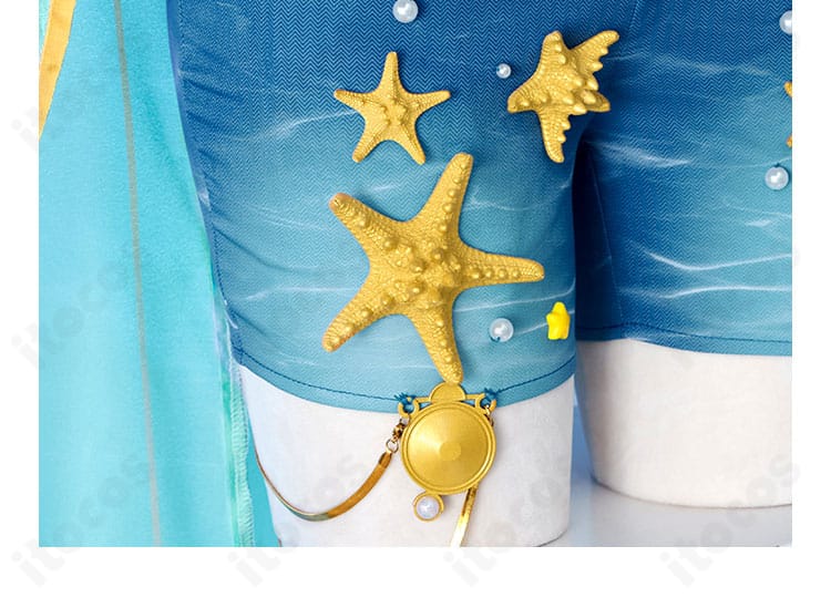 ショートパンツ前面の装飾アップ。前面の意匠や留めの見え方を捉えた画像。