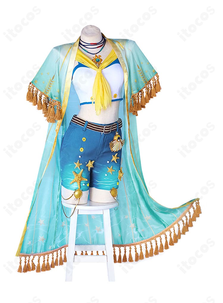 祭司フィオナ・ジルマン 名誉首席コスプレの正面全体図。コートとアクセサリーのバランスが分かる。