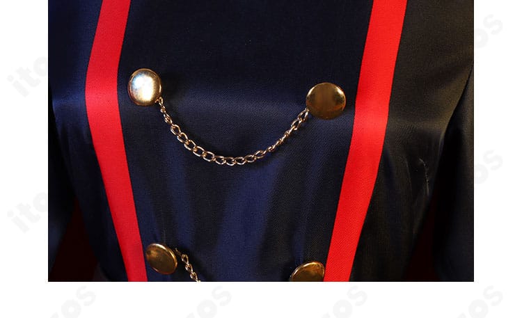 山城 恋 コスプレ衣装・胸元ディテール。特徴的な装飾モチーフと生地の光沢感を表現。