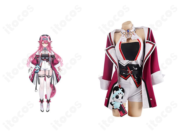 ホロライブ『ラオーラ・パンテーラ』の正面全身とキャラ要素を合わせたコスプレ衣装イメージ