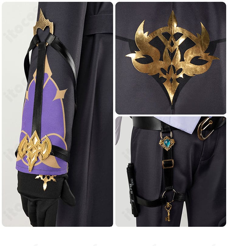 にじさんじ 榊ネス コスプレ衣装・袖と腰元装飾の詳細。ステッチと金具の精密な作り