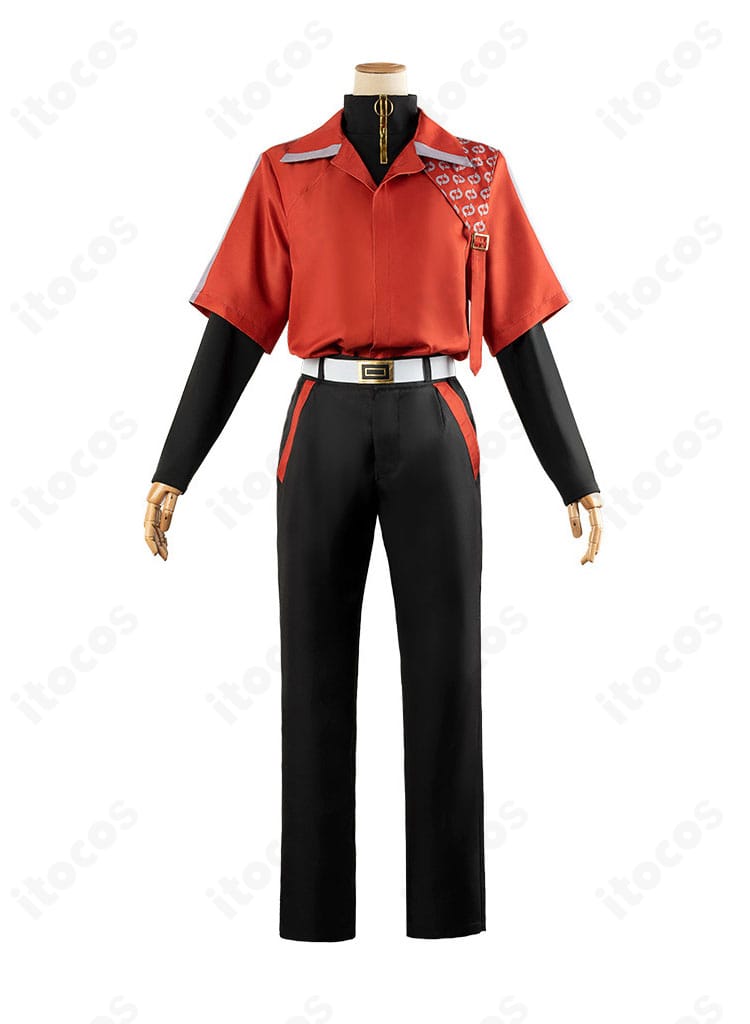 ITOCOS 18TRIP 西園練牙 私服スタイルの正面全体図。シャツとインナーの重なり、ベルト位置を忠実に再現。